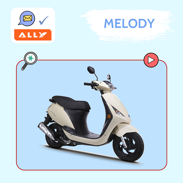 Xe tay ga 50cc Melody chính hãng của ALLY phù hợp với các bạn học sinh, sinh viên